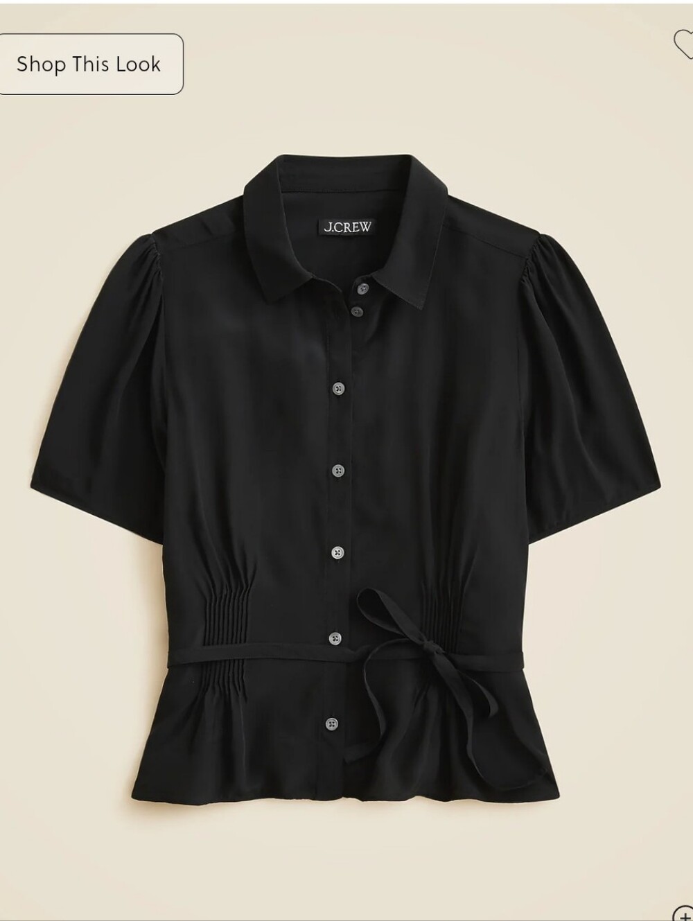J.Crew Button-up tie-waist shirt in crepe de chine